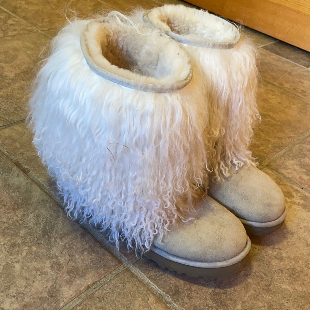 Ugg long-hair boots - size 10 - very good used condition.